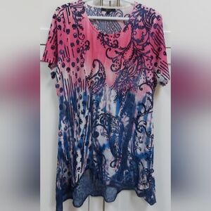 Cativa Pink and Blue Tunic Top